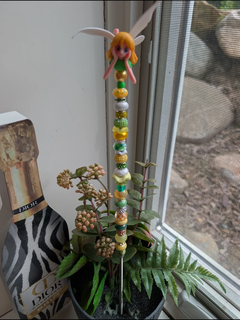 Hand Made Fairy Wand/Plant/Garden Stake W/Fairy Topper